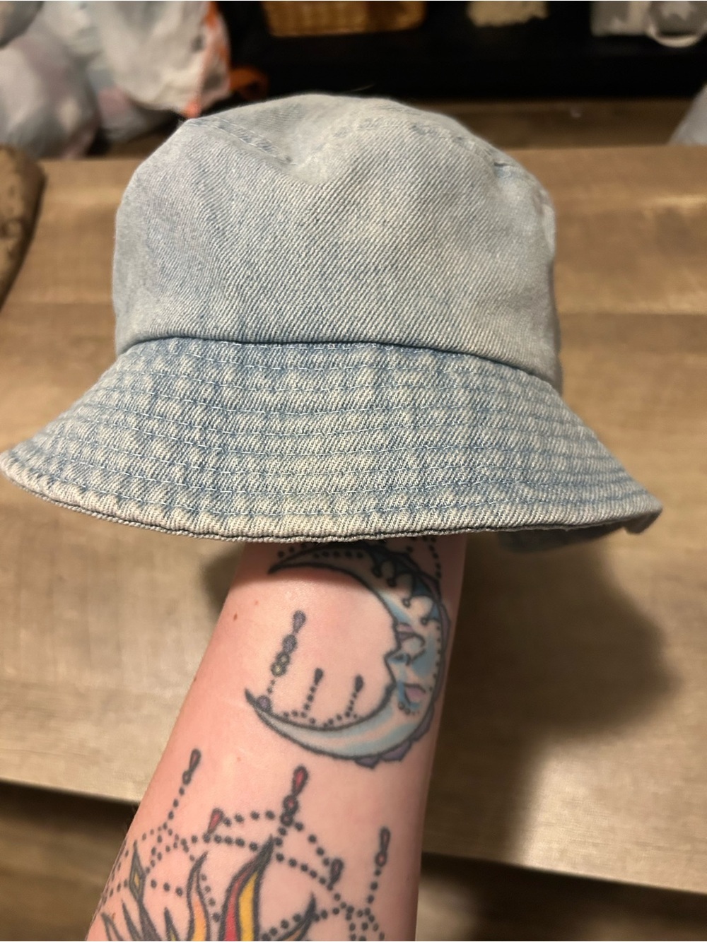Fashion Nova Light Blue Denim Bucket Hat